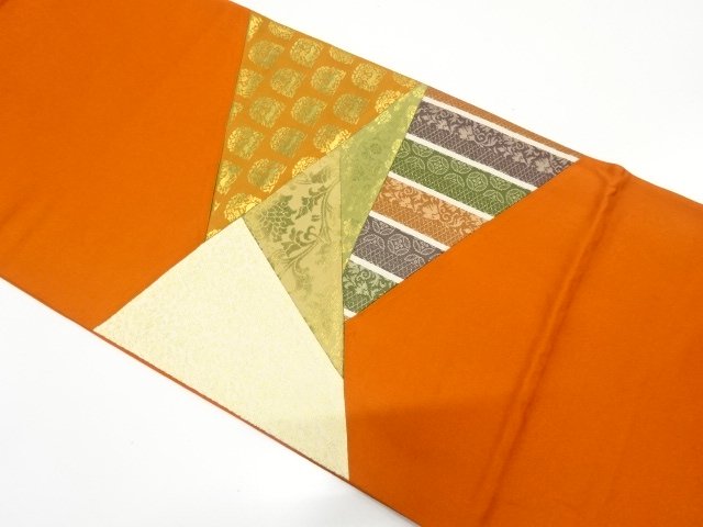 JAPANESE KIMONO / ANTIQUE KIRIBAME MEIBUTSU-ORI FUKURO OBI (MATERIALS)
